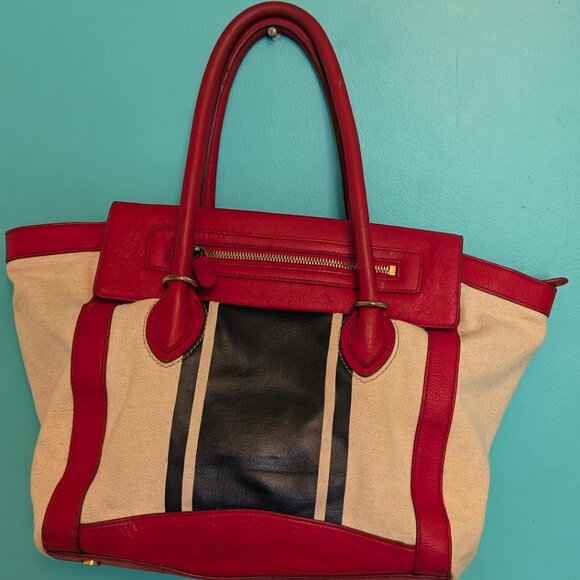 J Crew Stylish Canvas and Leather Women's Tote Bag - Picture 2 of 5